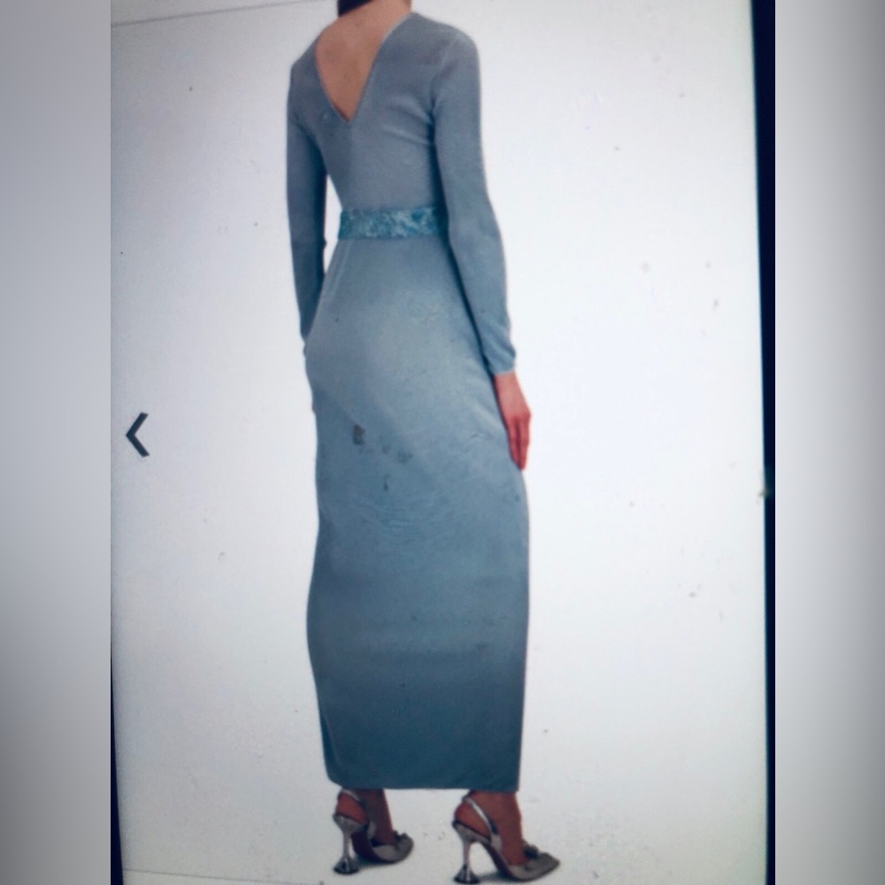 Giorgio Armani Light Blue Long Sleeve Maxi Dress. Size 36 - Picture 10 of 14